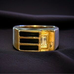 Vintage O.C. Tanner 18KHGE black enamel ring